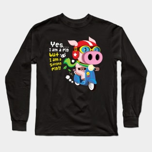 A strong pig ride a scooter 5 Long Sleeve T-Shirt